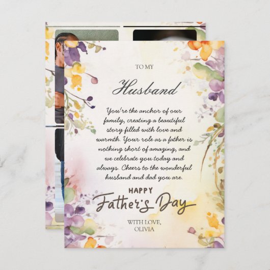 夫の父の日のための写真のカード シーズンカード (正面/裏面)