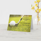 夫の父の日のゴルフボールin草 カード (黄色い花)