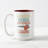 夫の父の葉ブロワの伝説パーソナライズされた ツートーンマグカップ (左)