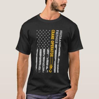 夫の父クレーンオペレーター米国国旗の父の日 Tシャツ