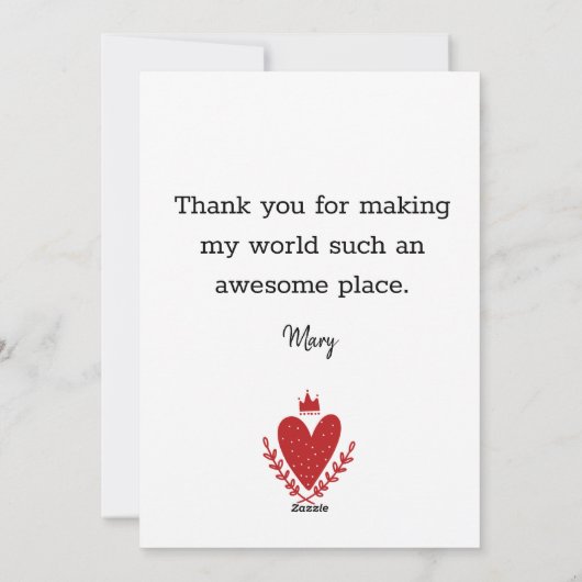 夫の王へのバレンタイン・デー シーズンカード (裏面)