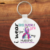 夫の甲状腺がんI衣服リボン43 キーホルダー (正面)