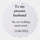 夫の結婚記念日に名前を付ける オーナメントカード (裏面)