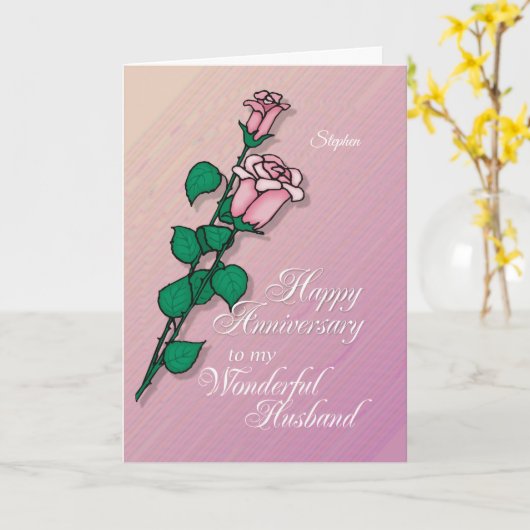 夫の結婚記念日のカスタマイズ可能な名前 カード (黄色い花)