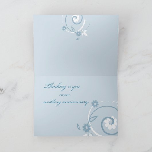 夫の結婚記念日 ブルー 妻を亡くした後の哀悼 カード (内部)