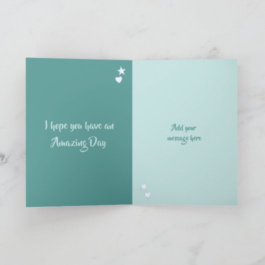 夫の緑と紫の誕生日写真の挨拶 カード (内部)