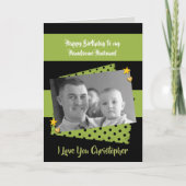 夫の緑と黒の誕生日の挨拶 カード (正面)