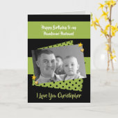 夫の緑と黒の誕生日の挨拶 カード (黄色い花)