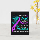 夫の自殺を忘れないためにターコイズとパープルを着て カード (黄色い花)