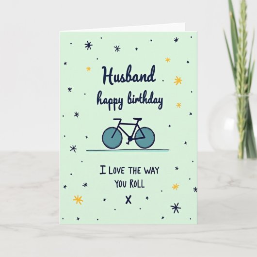 夫の自転車の誕生日カード カード (正面)