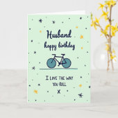 夫の自転車の誕生日カード カード (黄色い花)