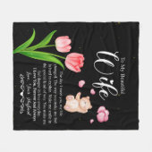 夫の花の贈り物から美しい妻へ フリースブランケット (正面(横))