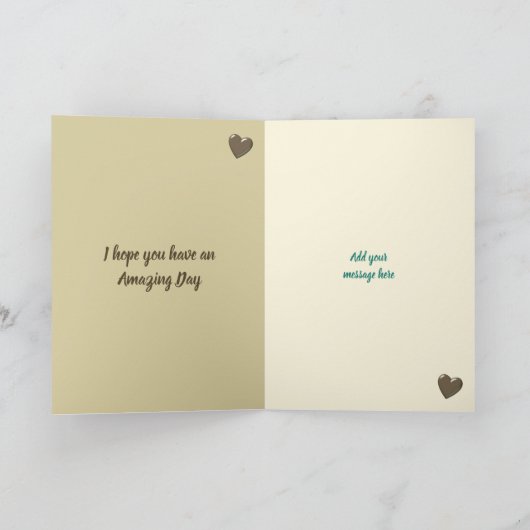 夫の茶色の緑のオレンジ色の誕生日写真のグリーティング カード (内部)