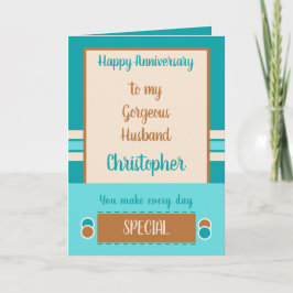 夫の記念日は毎日スペシャルターコイズ カード