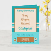 夫の記念日は毎日スペシャルターコイズ カード (黄色い花)