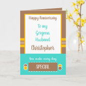 夫の記念日は毎日特別な茶色である カード (黄色い花)