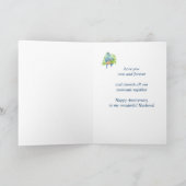 夫の記念日、かわいいロマンチックなパロット、鳥 カード (内部)