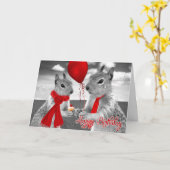 夫の誕生日が可愛くてロマンチックなリス カード (黄色い花)