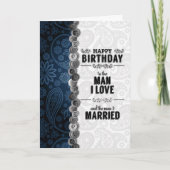 夫の誕生日とゲイの結婚を青で カード (正面)