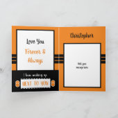 夫の誕生日は毎日特別なオレンジ色だ カード (内部)