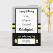 夫の誕生日は毎日特別な灰色 カード (黄色い花)