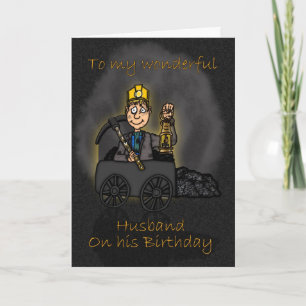 夫の誕生日カード – Coal Miner Cartoon カード