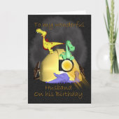 夫の誕生日カード – Coal Miner Dragons カード (正面)