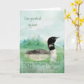 夫の誕生日愛マイハートルーンバードアート カード (黄色い花)