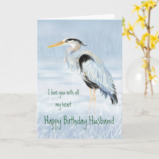 夫の誕生日愛私のハートの素晴らしい青鷲 カード (黄色い花)