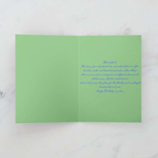 夫の誕生日祈りの言葉。 カード (内部)