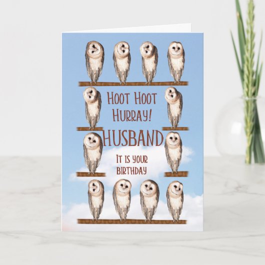 夫の誕生日、奇妙なフクロウ カード (正面)