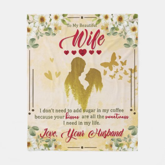 夫の贈り物から美しい妻に フリースブランケット (正面)