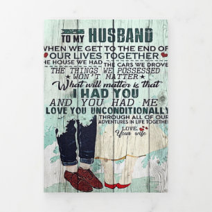 夫の贈り物に妻 手紙の宛先 三つ折り案内状