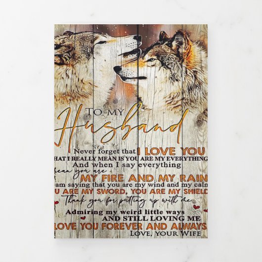 夫の贈り物に |素敵な夫の手紙プレゼント 三つ折り案内状 (カバー)