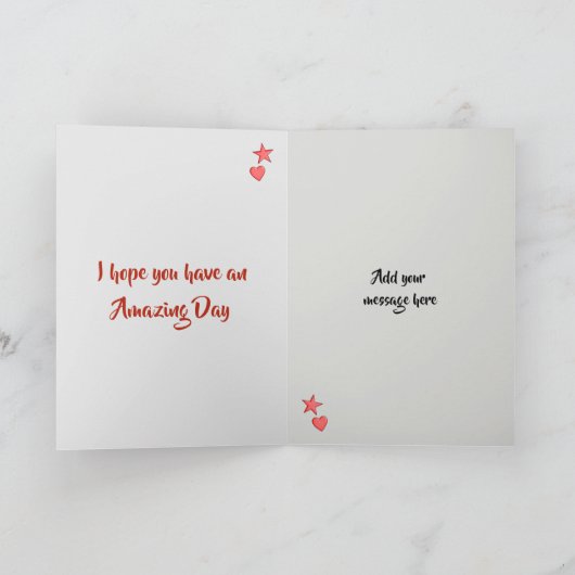 夫の赤男性へと灰色の誕生日の写真の挨拶 カード (内部)