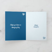 夫の青い黄色の白い誕生日の写真の挨拶 カード (内部)