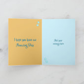 夫の青と黄色の誕生日の写真の挨拶 カード (内部)