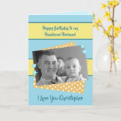 夫の青と黄色の誕生日の写真の挨拶 カード (黄色い花)