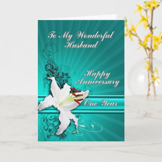 夫の1年記念カード カード (黄色い花)