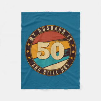夫の50歳はまだ熱い 50歳の誕生日 レトロ ヴィンテージ フリースブランケット