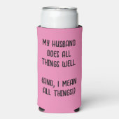 夫は万事上手くやっている。ピンクとブラック スリム缶クーラー (Seltzer正面)