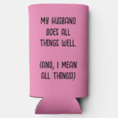 夫は万事上手くやっている。ピンクとブラック スリム缶クーラー (裏面)