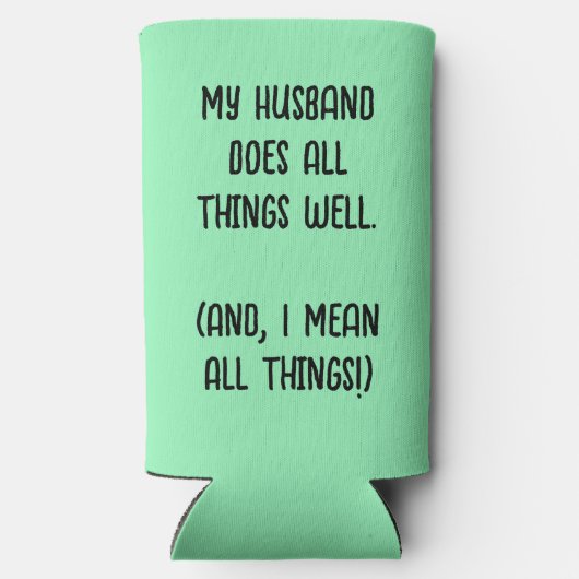 夫は万事上手くやっている。ミントグリーン スリム缶クーラー (裏面)