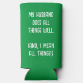 夫は万事上手くやっている。緑と白 スリム缶クーラー (裏面)