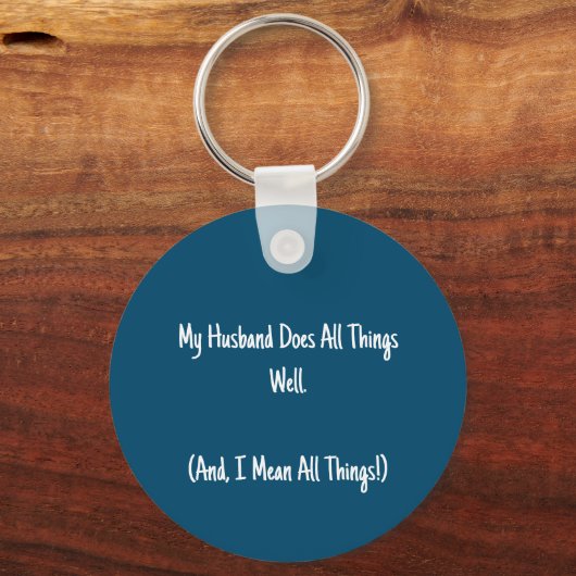 夫は万事上手くやっている。青と白 キーホルダー (正面)