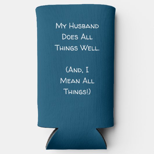 夫は万事上手くやっている。青と白 スリム缶クーラー (正面)