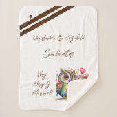 夫は可愛いフクロウのアニバーサリーギフトを食べる シェルパブランケット (正面)