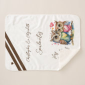 夫は可愛いフクロウのアニバーサリーギフトを食べる シェルパブランケット (正面(横))