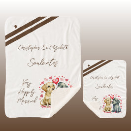 夫は可愛い犬のアニバーサリーギフトを食べる シェルパブランケット