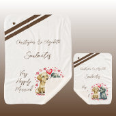 夫は可愛い犬のアニバーサリーギフトを食べる シェルパブランケット